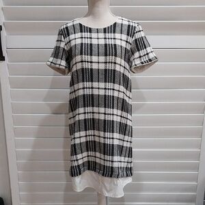 Sea New York Plaid Black and White Women's Size 8 Shift Dress